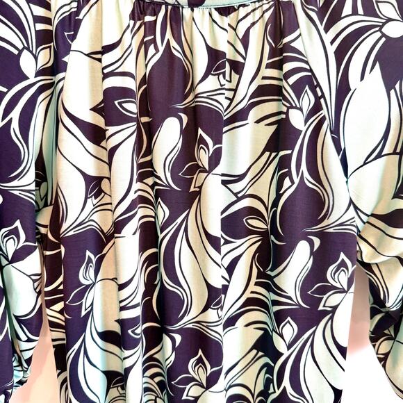 Lapis Women’s PL 3/4 Length Fluff Sleeve Green/Blue Blouse Dainty Colorful - Picture 4 of 9